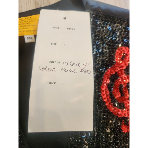Vtg JC 001 USA Music Themed Sleeveless Sequin Snap Vest Women's XXL New W/Tags - Picture 4 of 9